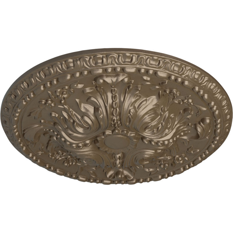 Endurathane Raymond Ceiling Medallion, 18 1/8"OD 3 5/8"ID x 1 1/8"P (Fits Canopies up to 5 1/8"), Hand-Painted Gold Finish
