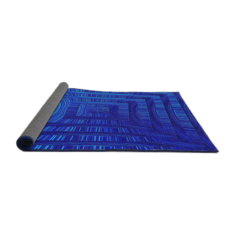 Tapis géométrique bleu royal, Rond 6 pi