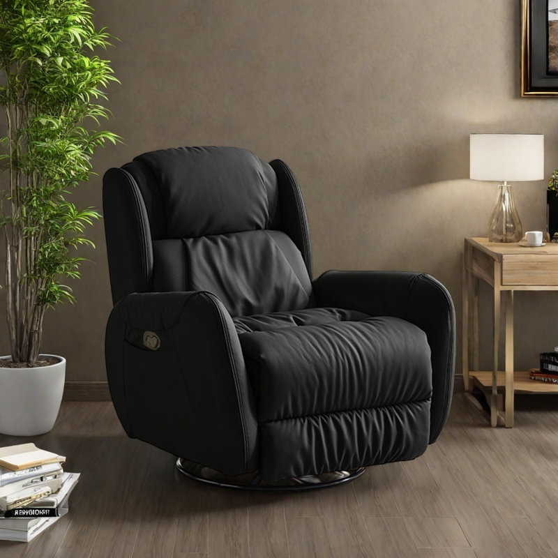 Chaise de loisir en cuir naturel écologique, Noir