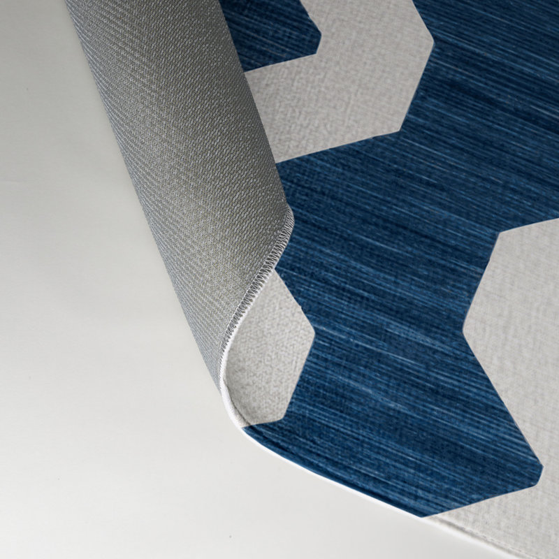 Tapis d'intérieur et d'extérieur à carreaux bleu, Rectangulaire 3 pi x 5 pi