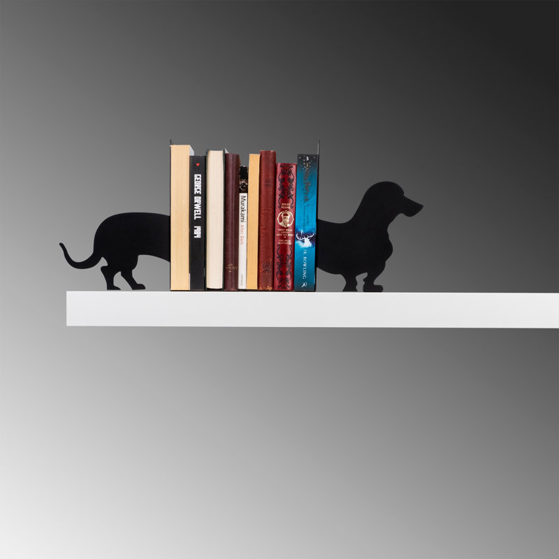 Serre-livres en métal durable, noir, 16,9 x 5,5 x 8,7 pouces | Fabrication 100% métal, épaisseur: 0,05 pouce | Élégant et fonctionnel pour organiser des livres, des magazines et plus encore | Parfait pour le bureau personnel et le bureau