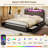 Bed Frame With Led Lights & Charging Station Storage Headboard & Drawers-376590379-376590383
