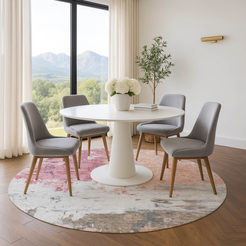 Tapis abstrait lavable à la machine Premium, Rond 8 pi