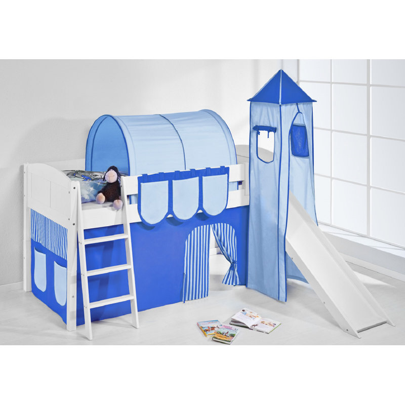 Basic Mid Sleeper Bed with Curtain, Blue