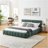 Queen Size Upholstered Bed ,Comfortable Upholstered Bed Frame, Chenille Fabric, With Headboard And  Bed Frame. With Drawer For Storage.-Green-850164538-850164537