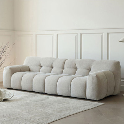 Canapé modulaire gris en coton et lin