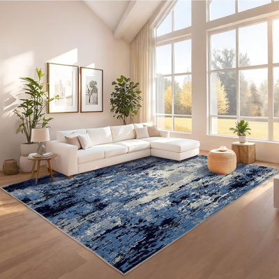 Hallway Runner Rug Non Slip Machine Washable Area Rugs Modern Abstract Bedside Floor Cover Non Shedding Contemporary Carpet for Laundry, Kitchen, Bedroom