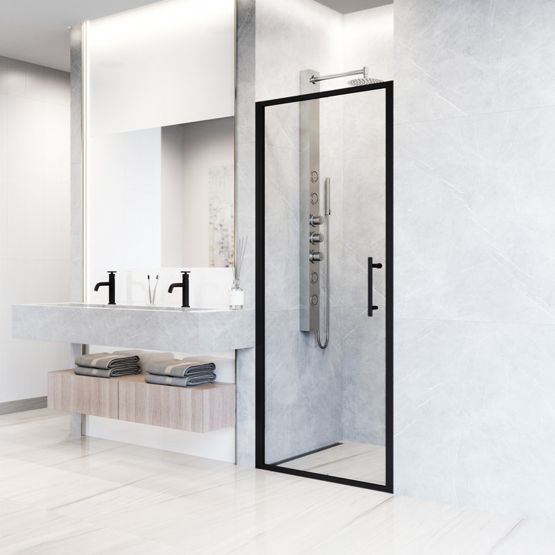 Astoria 76" H Framed Sliding  Pivot Shower Door with 5/16" Clear Glass, Black