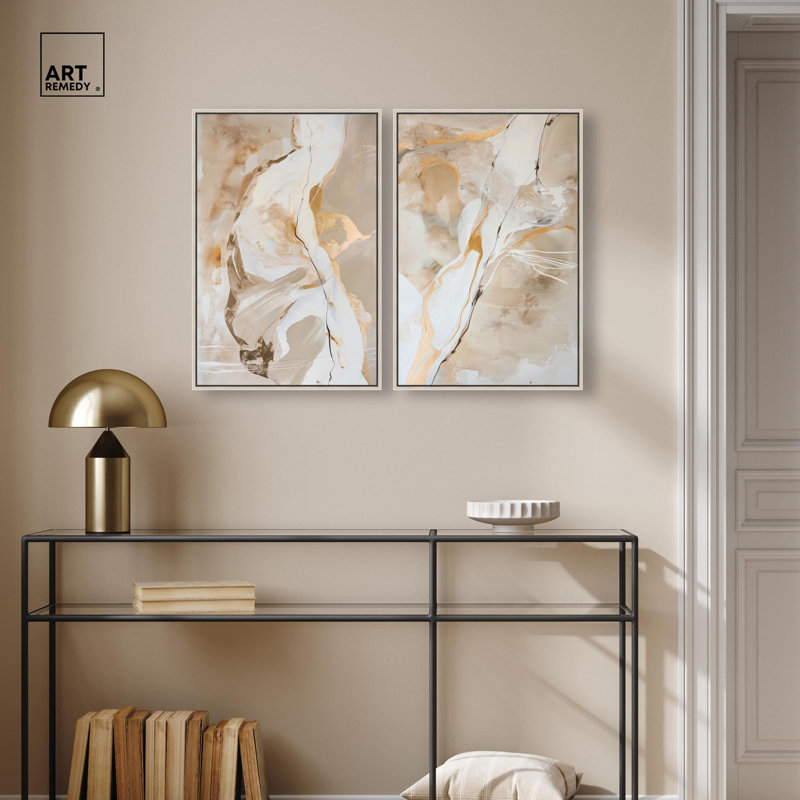 Ensemble de 2 reproductions sur toile Luxe , H 25 po x l 17 po, Impression dans un cadre flottant sans passe-parto