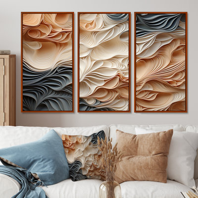 Beige And Orange Custards Collage I - Abstract Wall Art Print Set
