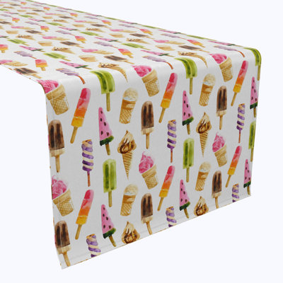 Table Runner, 100% Cotton, 16X108", Summer Ice Cream