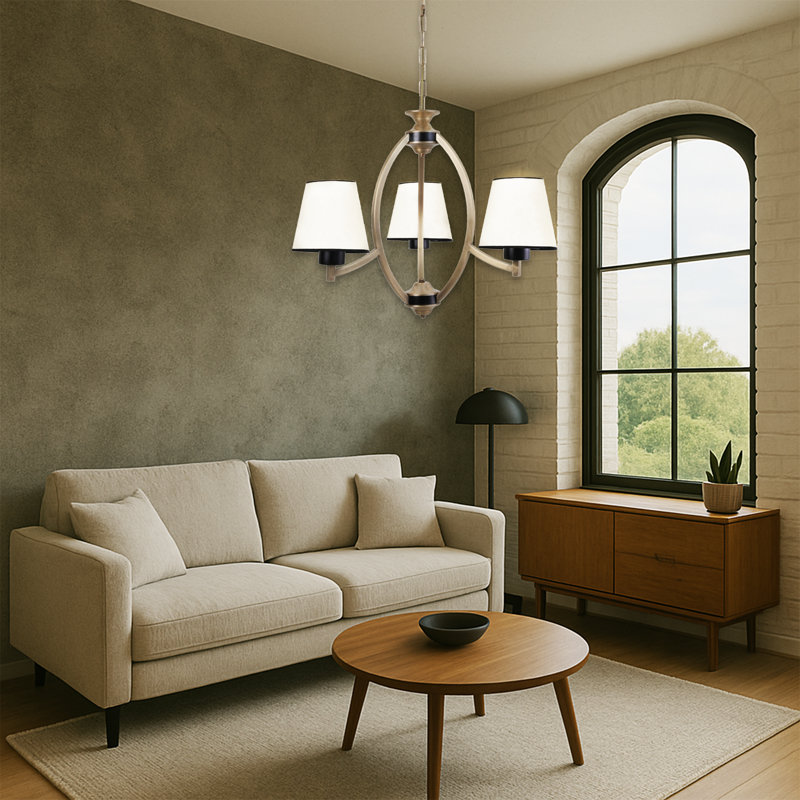 Lustre à hauteur réglable avec culot en métal 3 lumières