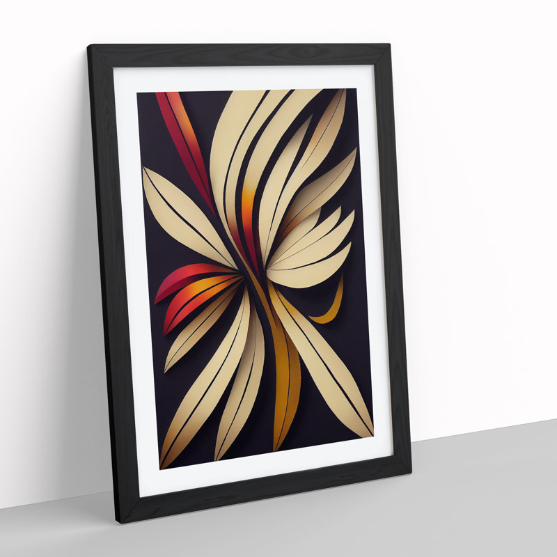 Bold Feather - Wall Art, Black Framed, 36cm H x 27cm W x 2cm D, White