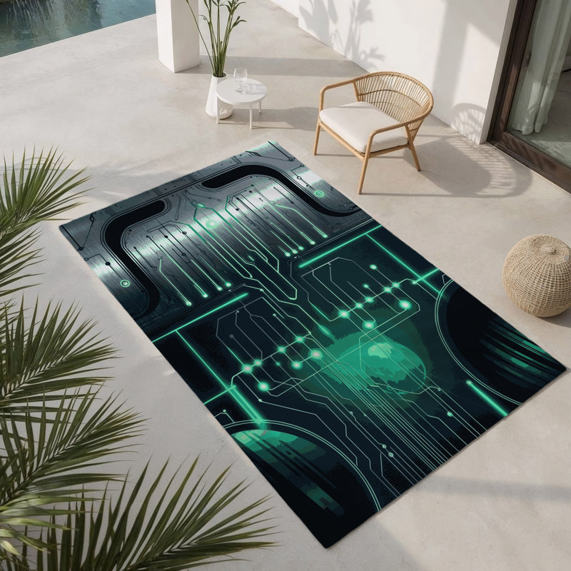 Etherial Trace Indoor And Outdoor Area Rug, Rectangle 1'6" x 2'6"