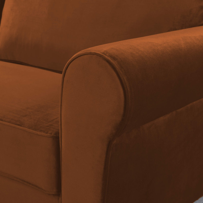 Reva 218.9Cm Rolled Arms Sofa, Syrup Velvet