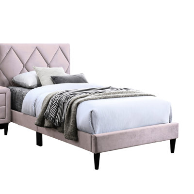 Lit réglable pour tête de lit simple, velours rose, lit contemporain pour plus de confort