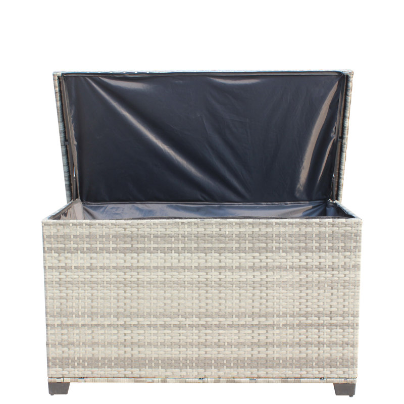Boîte de rangement pour meubles de patio en osier (gris)