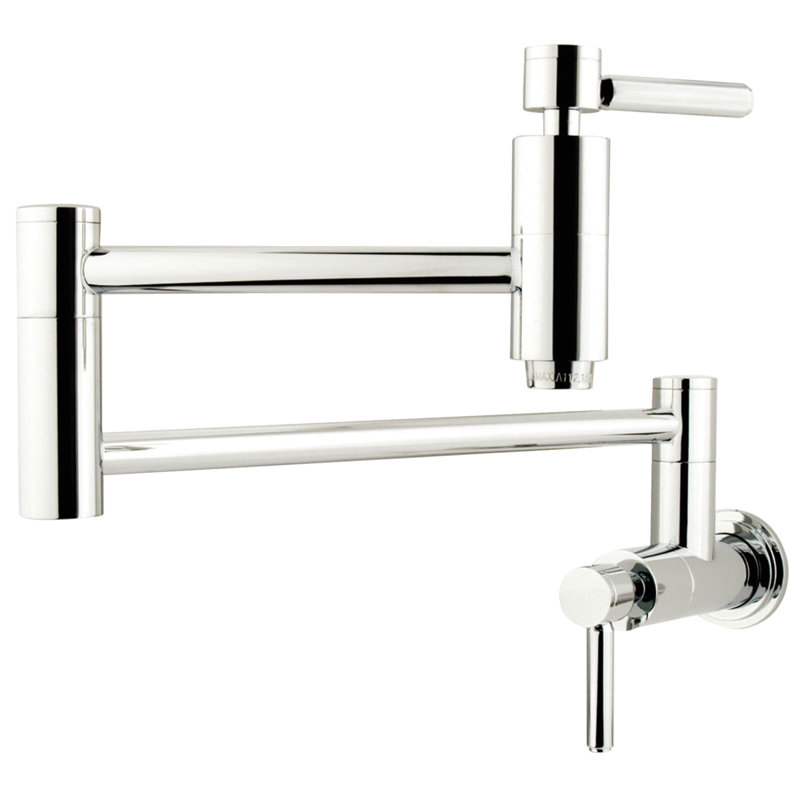 Kingston Brass Concord Two-Handle 1-Hole Wall Mount Pot Filler Faucet, Polished Chrome