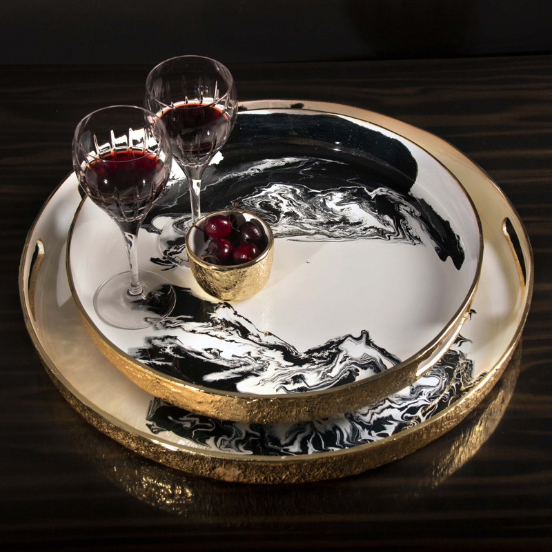 Petit plateau de service Bianco Nero, H 2,25 po x l 20 po x P 20 po