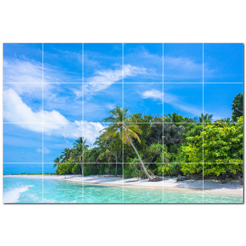 Murale en céramique satinée Beach Photo 4,25 po x 4,25 po