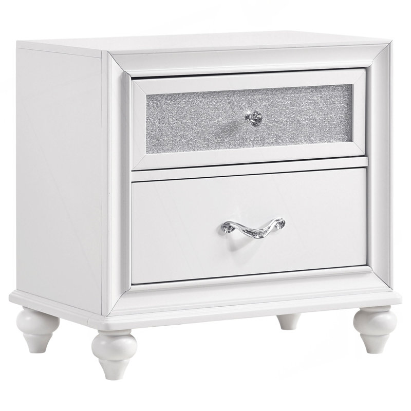 Table de chevet 2 tiroirs Barzini - blanc
