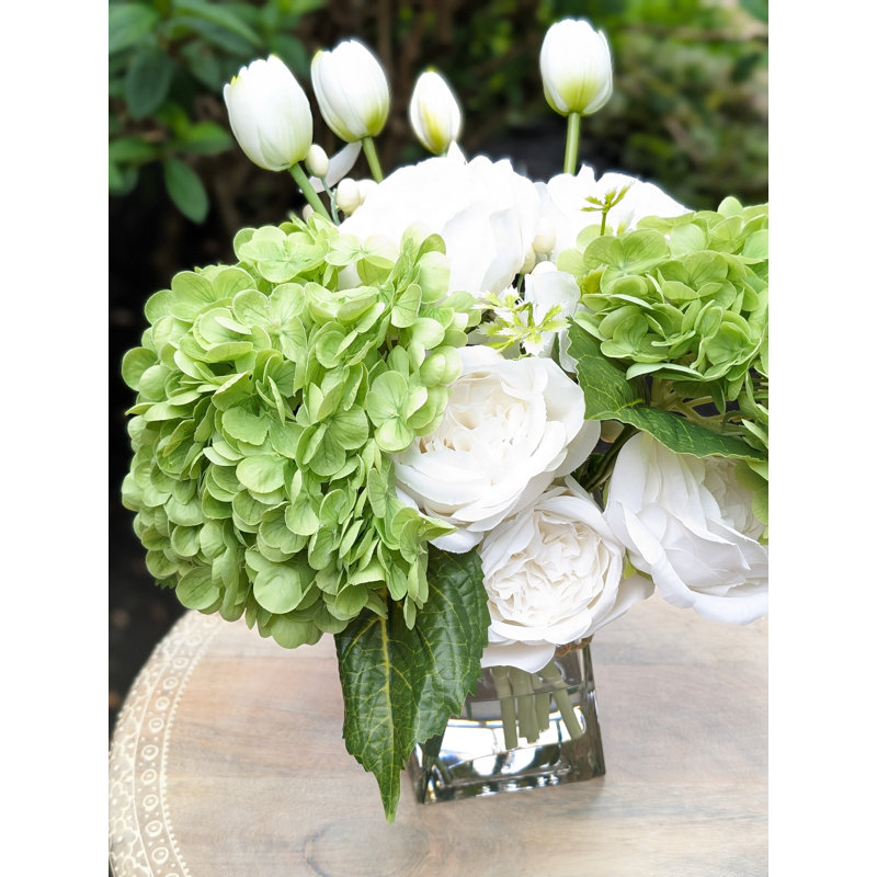 Green Hydrangea Real Touch Mixed Arrangement in Vase