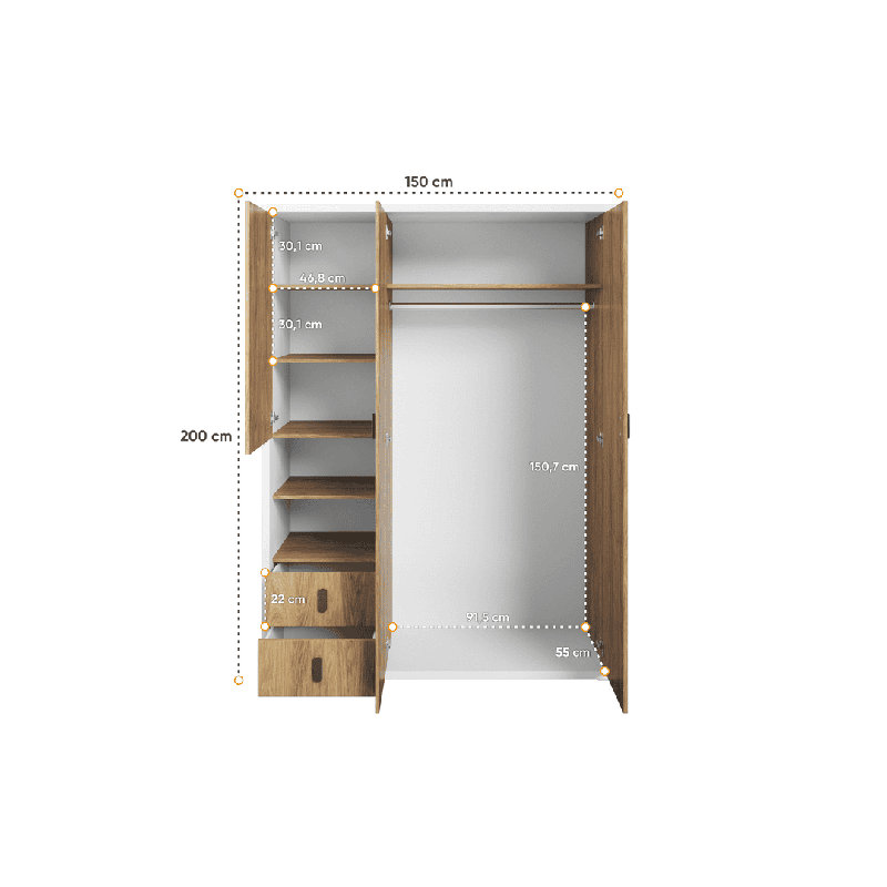 Lionville 3 Door Manufactured Wood Wardrobe