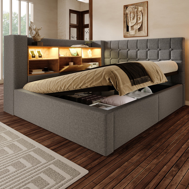 Upholstered Ottoman Storage Bed, Gray, 3FT