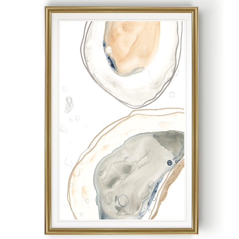 " Ocean Oysters I ", 18.5" H x 24.5" W , Framed Print, Gold