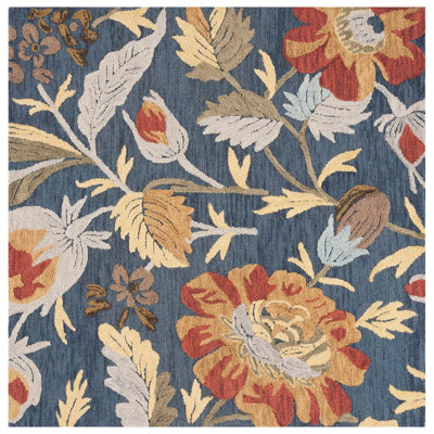 Tapis en coton touffeté à la main en coton bleu marine / rouge Marilyn