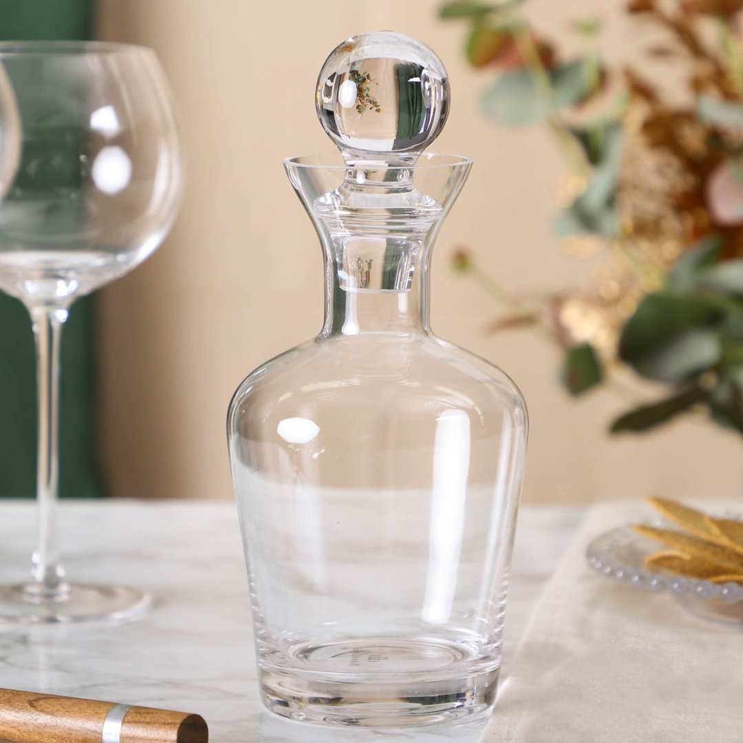 Contemporary Stout Glass Decanter With Round Stopper