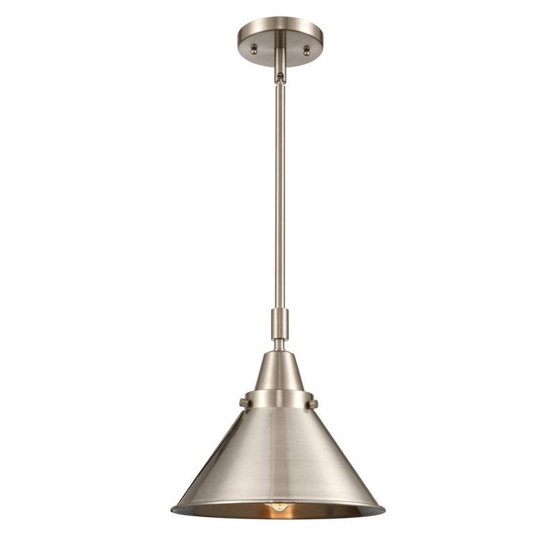 Luminaire suspendu conique à 1 lumière Cambarville, Ampoule non incluse, Nickel satiné brossé