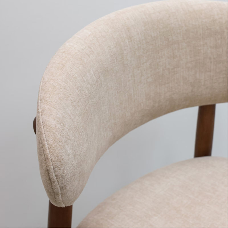Chaise rembourrée en flanelle de chameau clair avec pieds en bois de noyer massif, ensemble de 2 chaises sans accoudoirs pour la cuisine, le restaurant, le salon et la salle de réunion