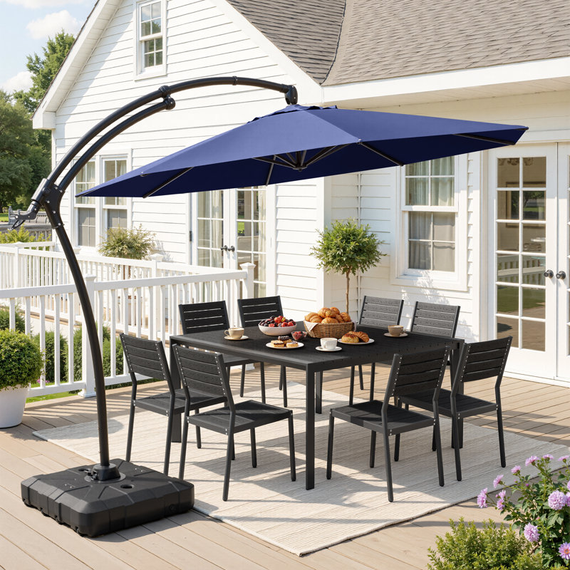 Parasol en porte-à-faux de patio 11 pi avec base lestée Xoie, Marine