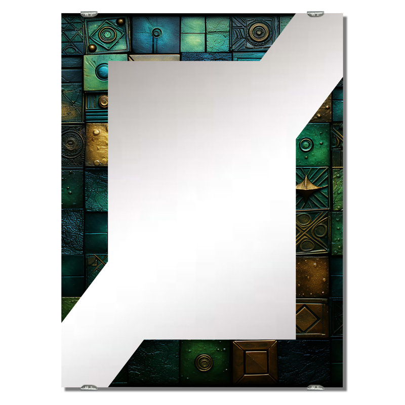 Aros - Grand miroir mural à carreaux abstraits, 32 po x 24 po