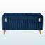Repose-pieds rembourré en tissu bleu marine avec finition brune Runa, H 18,79 po x l 39,18 po x P 16,32 po Runa