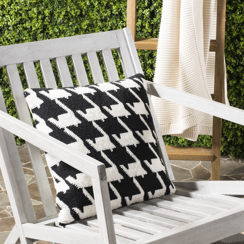  Coussin extérieur Houndstooth, Noir / Blanc