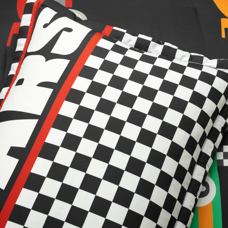 Racing Cars Reversible Oversized Comforter Black/Multi, Twin