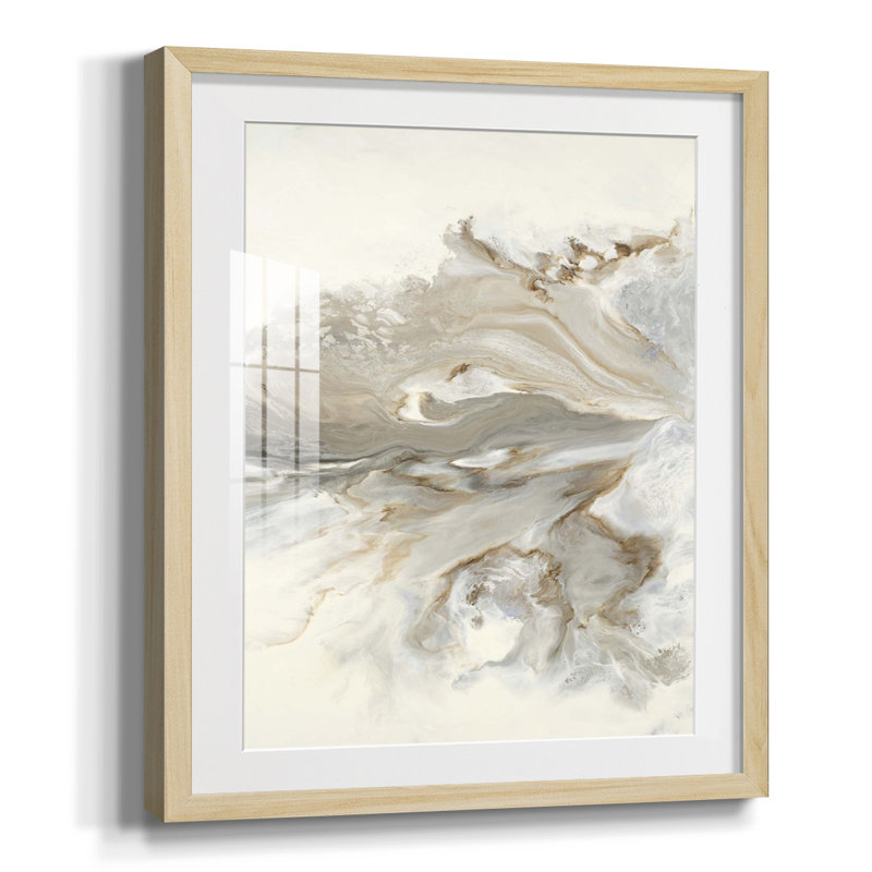 «Many Layers II», art mural grandiose et encadré sous verre acrylique, Papier avec cadre naturel, Oui, Blanc