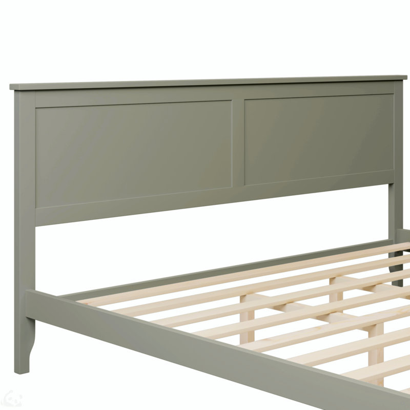 Modern Solid Wood Platform Bed, King, Gray