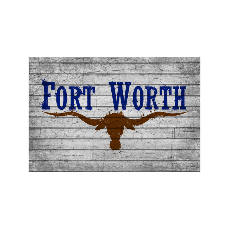 Fort Worth, Texas Cracked Fresh Paint City Flag On Wood Planks - Print on Canvas, 101.6 cm H x 66.04 cm W x 1.91 cm D