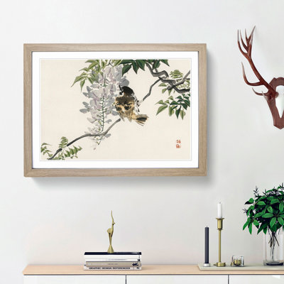 Sparrow on a Branch by Kono Baireir - Picture Frame Painting Print
