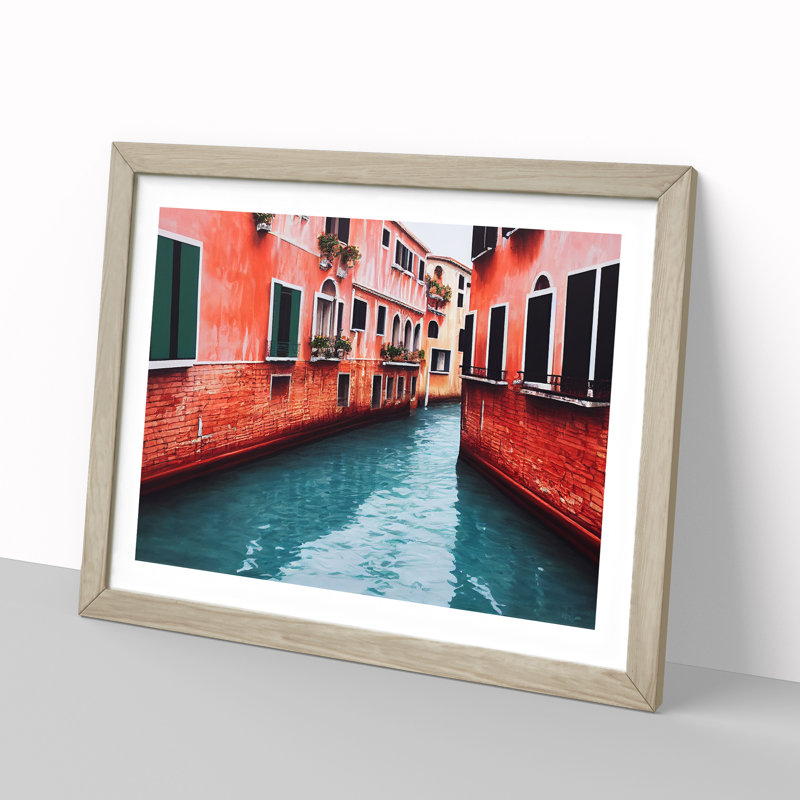 XH1022-9544X Venice Canal - Single Picture Frame Print, 34cm H x 46cm W x 2cm D, Oak