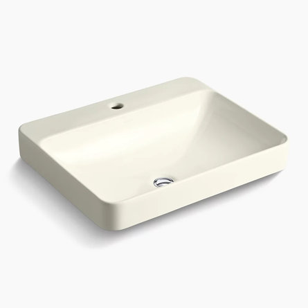 Vox® Vitreous China Rectangular Vessel Bathroom Sink with Overflow