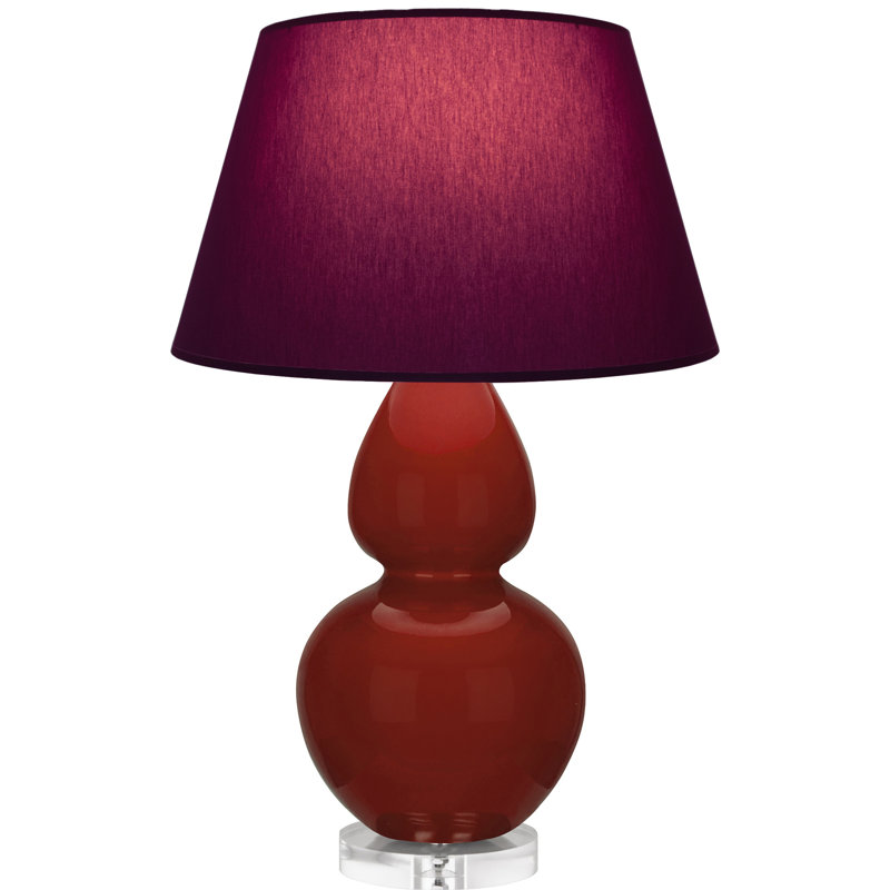 Double Gourd Table Lamp, Navy with Gray Lining, Sugar Plum Glazed/Silver