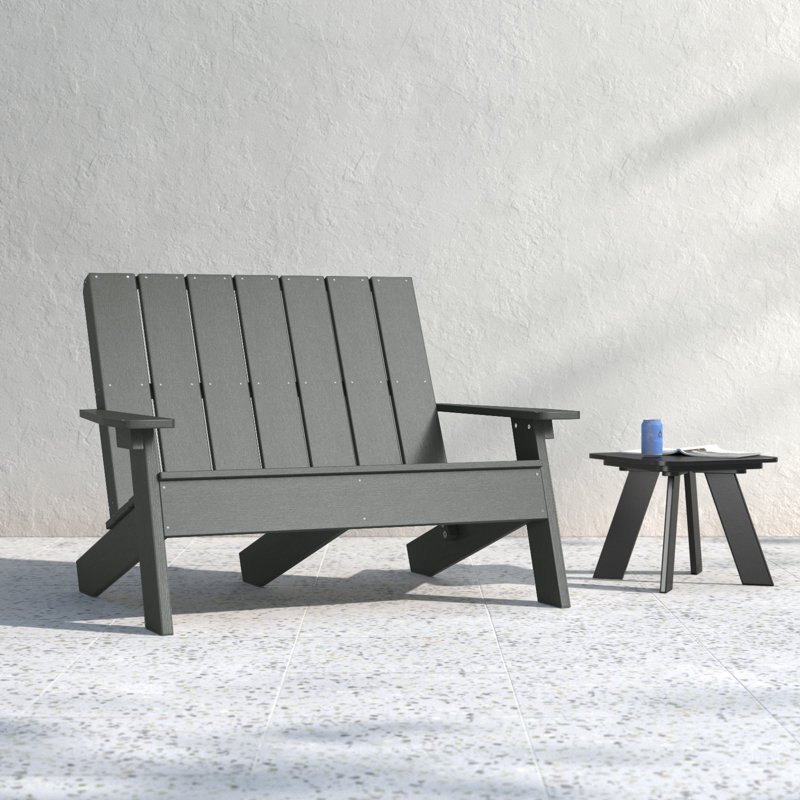 Byrnes Recycled Plastic Double Adirondack Loveseat, Coastal Teak
