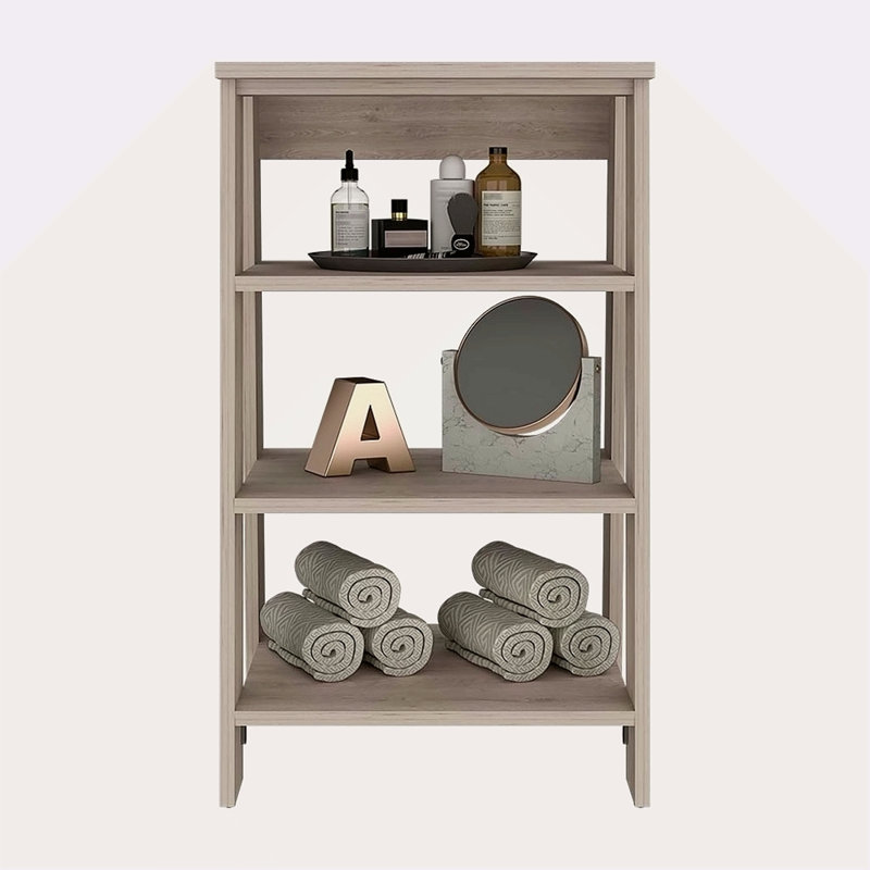 Armoire à linge Jenne, quatre tablettes ouvertes