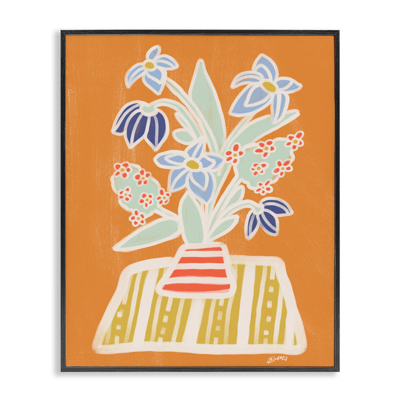 Giclée encadrée Bouquet de fleurs Trea, design par Beki Marquardt, H 30 po x l 24 po, Giclée encadrée noir minuit