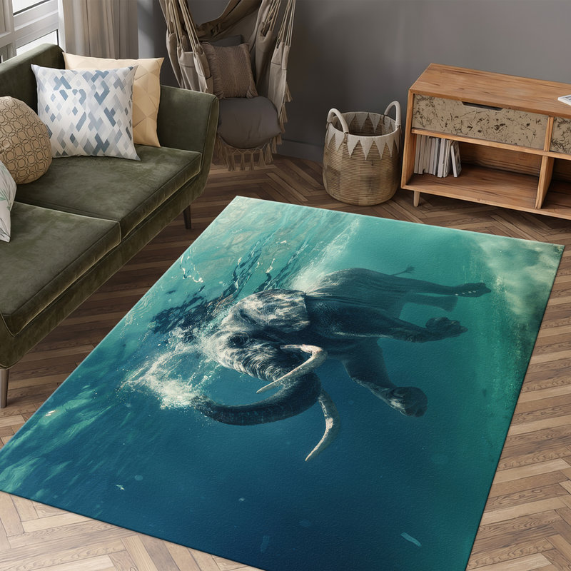 Floral Inspired Non Woven Thin Type Printed Rug Ideal for Accentuating Any Room Decor, Rectangle 1'8" x 2'4"
