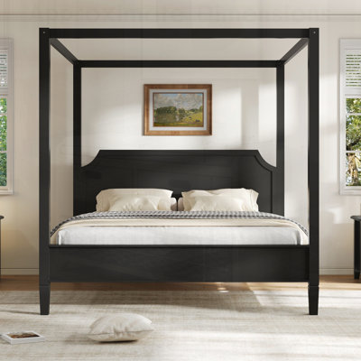 Sturdy Wooden Canopy Platform Bed with Elegant Headboard and Supportive Legs, Perfect for Modern Bedrooms